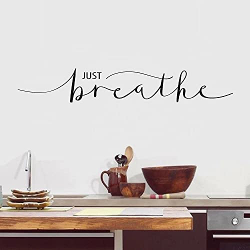 Just Breathe Zitat Wandtattoo Inspirierende Worte Brief Aufkleber Abnehmbare Vinyl Schlafzimmer Wohnzimmer Dekor Wandbild Tapete DW 110x18cm