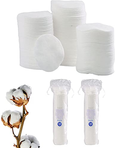 240 Great Value Cotton Rounds for Applying Creams and Lotions on Skin and Face, Great for Removing Makeup, Hypoallergenic Pads, 100% Pure Vegan Cotton (240, White Round Pads)