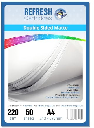 Refresh Cartridges Duo Matte/Double Sided A4 Professional Inkjet Photo Paper 220gsm - 50 Sheets