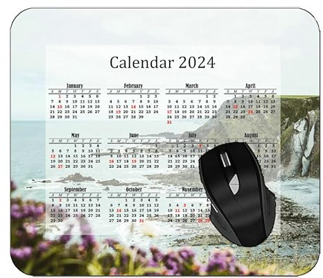 YENDOSTEEN Mauspad 2024 Kalender, Caterpillar Grass Flowers White Mouse Pads PAD#127 220 * 180 * 3 mm