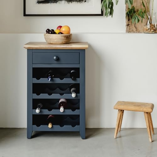 Statement Furniture Florence Wine Rack Side Table with Storage Drawer. 16 bottle Wine Rack Cabinet Ready Assembled