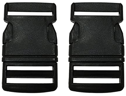 Lot de 2 Boucle en Plastique, Choisissez la Taille et la Couleur, la Broche en polypropylène, la Fermeture et la rondelle de Sac à Dos, Fermeture pour Sacs de Voyage, (2 x 50 mm, Broche Noire)