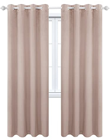 KnSam Verdunklungsvorhänge Kinder Rose, H213 x B132 cm Einfarbig Gardine Blickdicht Fenster mit Ösen Moderner Wohnstil Vorhänge Kinderzimmer Verdunkelung Samt Wohnzimmer, 2er Set