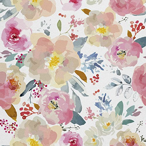 HEKO PANELS Stoff Oxford Wasserdichte Meterware Canvas-Stoff Polyester Stoff Zum Nähen Nähstoffe Möbelstoffe Dekostoffe Handwerken Wasserabweisend Blickdicht Blumen Wasserfarbe 1 Meter 155 x 100 cm