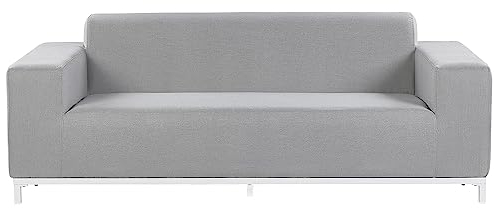 Beliani Gartensofa Stoff grau mit Metallgestell weiß Outdoor & Indoor Modern Rovigo