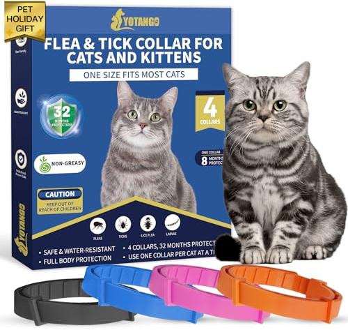 YOTANGO Flea Collar for Cats, Cat Flea and Tick Collar, 4 Pack, 32 Months
