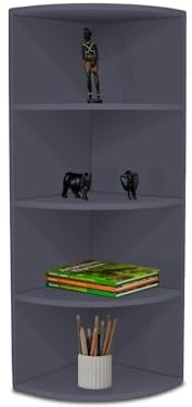 Eckregal Corner 120, Anthrazit Bücherregal 4 Fächer, Eckregal stehend, aus Holz 40x40x120 cm schmal, Eckwandregal