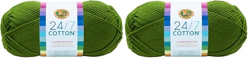 Lion Brand Yarn Company, 100 Percent Cotton, Grass,15.24x6.35x6.35 cm (Pack of 2)