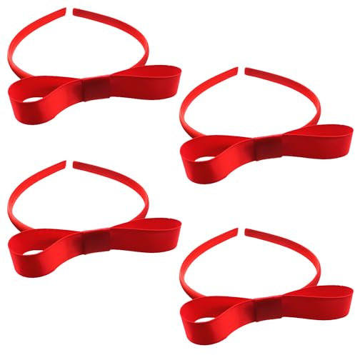4 Bandeaux à Nœuds Rouges, Bandeaux Vintage pour Filles, Bandeau en Ruban, Accessoires pour Cheveux avec Nœud, Serre-Tête à Nœud Papillon, Coiffe Féminine, Accessoires de Serre-Tête pour Enfants