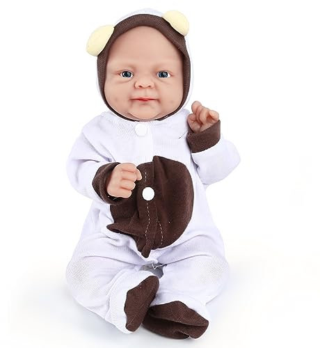 Vollence 46 cm Vollsilikon-Wiedergeborene Puppe, lebensechte Silikon-Babypuppen, realistische Neugeborene Vollsilikon-Puppe, weicher Körper, wasserdichte Silikonpuppe Stressabbau-Spielzeug - Mädchen