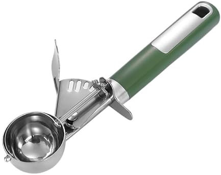 Ice Cream Scoop Stainless Steel Trigger Release Ice Cream Dough Spoon Excavator Shovel Ice Cream Spoon Melon Baller (Color : Green)