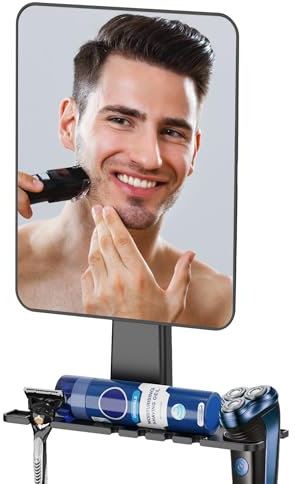 Espejo de ducha sin niebla para afeitarse, espejo antivaho para ducha con soporte para maquinilla de afeitar, espejo de ducha sin niebla, espejo de afeitado de ducha, sin taladrar y extraíble,