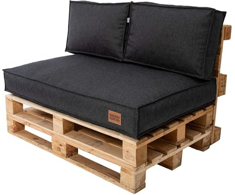 GoldenGroup Gartenset Kissen für Palettenmöbel Dunkle Melange - Polsterstoff - Langlebiges und Wasserdichtes Material - Sitzkissen 120cm x 65cm x 15cm, Rückenkissen 120cm x 40cm x 10cm