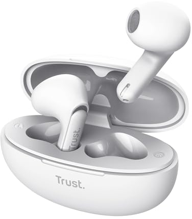 Trust Yavi Kopfhörer Kabellos Bluetooth mit 2 ENC Noise Cancelling Mikrofone, 23H Spielzeit, 35% Recyclingkunststoff, Earbuds Ohrhörer Bluetooth Kopfhörer In Ear iPhone Android iOS - Weiß