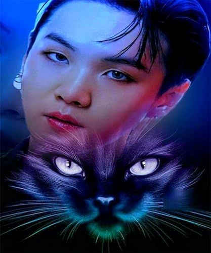 GerRit Kits de peinture de diamant 5d diy 5d pour adultes enfants,BTS, kits de broderie en diamant rond complet-40x50cm