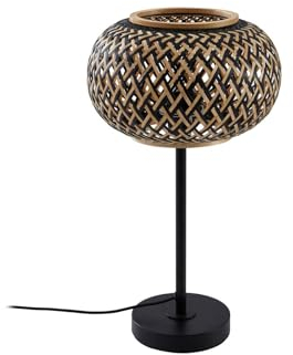 Lindby Tischlampe Nerys (Landhaus, Vintage Rustikal) aus Holz (1 flammig E27) - Tischleuchte Schreibtischlampe Nachttischlampe Wohnzimmerleuchte