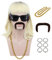 VGbeaty Joe Exotische Mullet Perücke Lange Wellige Schwarze Wurzel Blonde Perücke mit Schnurrbart Gold Halskette und 6 Ohrringe Tiger King Kostüm Cosplay Perücke