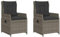 vidaXL Gartensessel 2 STK., Gartenstuhl mit Kissen Stahlrahmen, Loungesessel für Außenbereich, Stuhlset, Verstellbar Grau Poly Rattan