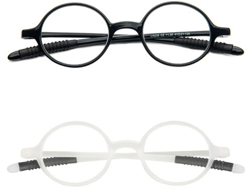 KoKoBin Retro Lesebrille Herren und Damen runde Lesehilf Sehhilfe Brille TR90 Vollrahmenbrille (2 Pack, 1.5, Dioptrien)