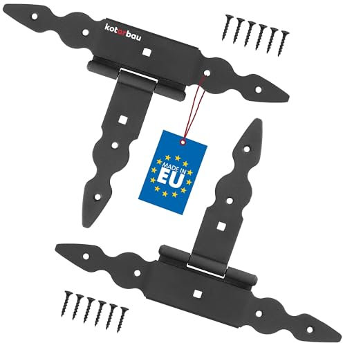 KOTARBAU® 2 x Charnière en T de 150 mm en Acier noir | Charniere Porte Lourde | Penture | Charniere Portail | Charnière Porte Lourde | Penture Volet Bois | Charnieres | Charniere Noir | Charnières