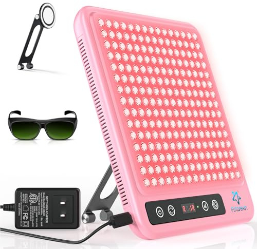 Thérapie par lumière rouge pour le visage, 225 microprocesseurs portables à double puce avec lumière rouge de 660 nm et lampe infrarouge proche de 850 nm avec minuteur de support pour le soin de la