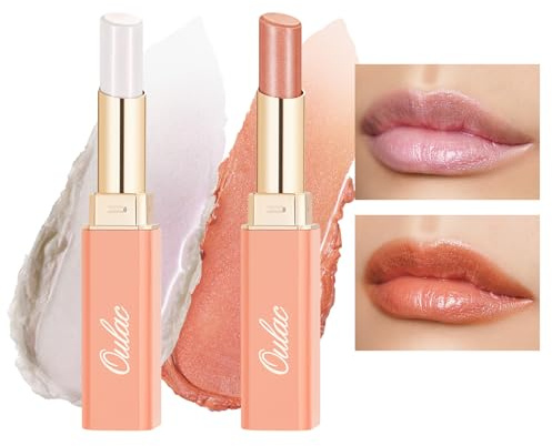 Oulac 2 in1 Lippenstift und Lip Balm, Saftiger und Glänzender lippenpflege Lippenstift,Geschmeidige und Hydratisierte Lippen, Glänzendes Finish für trockene, rissige, spröde Lippen, Vegan