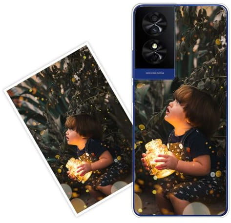 Sunrive Personalizzate Cover compatibile con TCL 40 NXTPAPER 4G/TCL 50 SE personalizzabile con Foto Testi Frase Logo Disegni e Grafiche Personalizzata, assorbimento degli urti morbido TPU trasparente