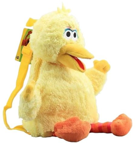 Joyes Plüsch Rucksack Sesam Stret Schultasche Cartoon Elmo Krümelmonster Big Bird Gefüllter Rucksack 46 cm 18 Zoll,gelb