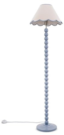 ValueLights | Powder Blue Bobbin Stem Standing Floor Lamp with Blue Trim Scallop Shade | Floor Lamps & Torchieres, Home Décor & Improvement Essential