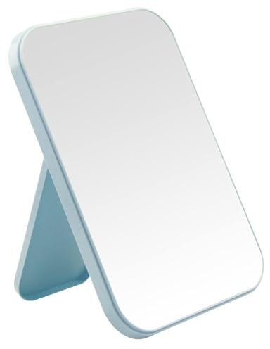 ARROMI Miroir Portable, Miroir Coiffeuse, Miroir Maquillage, Miroir de Voyage, Miroirs, Support Pliable Conçu Maquillage Miroir Mains Libres, Idéal pour Coiffure, Voyage, Camping (Bleu)
