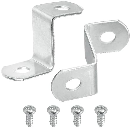 sourcing map 20 Pcs 3/4 Offset Canvas Clips, Picture Framing Mirror Clips Z Shape Canvas Painting Mounting Clips with 2 Mounting Holes with Screws, Silver