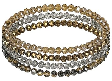 GUSXPPD Damen Kristall Perlen Armband, Mehrschichtiges Steine Armband, Boho Modeschmuck Armbänder Damen, Mehrschichtige Kristall Stein Perlen Armbänder für Frauen Mädchen (Bunt 4)