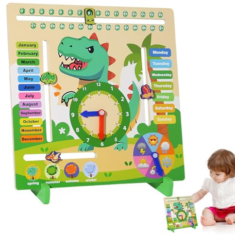 Kalender für Kleinkinder, Wettertafel, Vorschulkalender, Lernuhr 6 in 1 – lustige Lehruhr zum Zeiten, Lern- und Lernspielzeug, V-Spielzeug