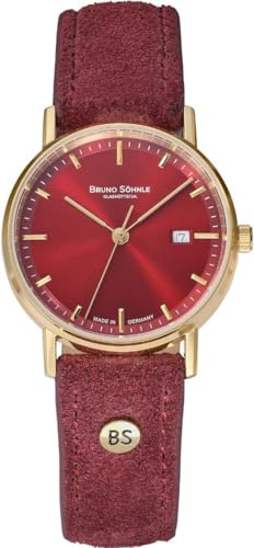 Bruno Söhnle Damenuhr Original NEU Rondo Damenuhr Rot Gold Quarz Saphirglas 30mm- 17-33106-541
