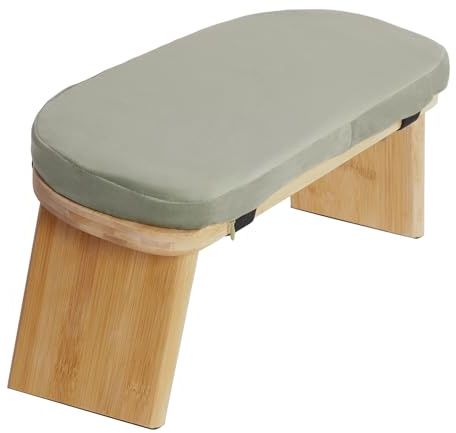 CHFUNE Banc de méditation pliable en bambou - Tabouret de méditation - Tabouret de prière avec coussin de méditation pour la méditation et la pratique du yoga - Accessoire de yoga - Vert