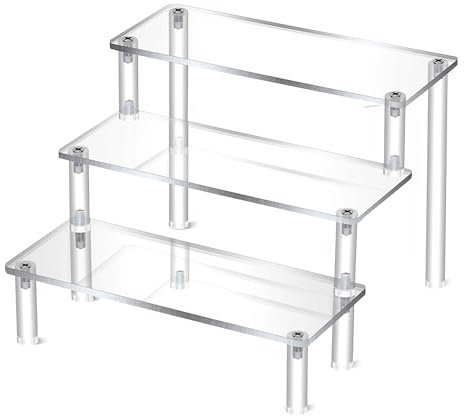 fuxunamz Espositore Acrilico, Espositore Acrilico Trasparente a 3 Livelli, Acrylic Display Stand per Cupcakes, Torta, Decorazione, Cosmetici e Profumi, Espositore a Scaletta