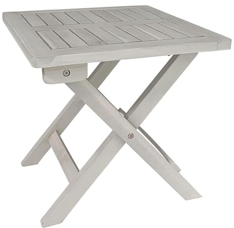 ESTEXO Beistelltisch Holztisch Lounge Tisch Kaffeetisch Gartentisch Klapptisch Akazie Holz Balkontisch Akazienholz Teetisch 40 x 40 cm Weiß lasiert