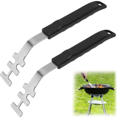 BHHTBB Lot de 2 lève-grille en fonte résistant à la chaleur - Anti-brûlure - Poignée antidérapante - Outil de barbecue universel pour grilles en fonte et acier inoxydable