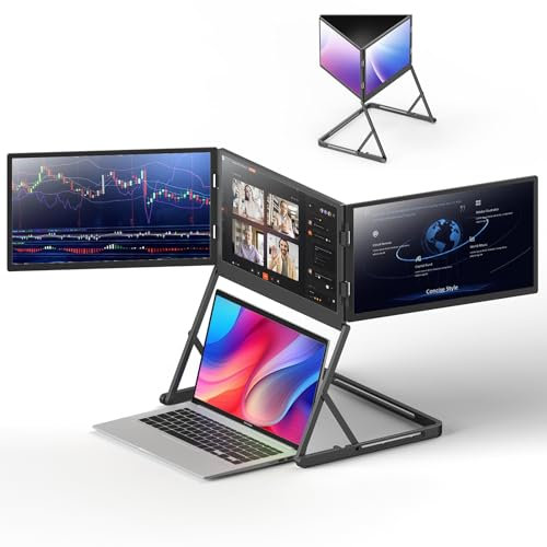 GFORIT Triple Laptop Screen Extender Monitor 15.6 Quad Portable Screen FHD 1080P IPS Plug n Play for Compatible with Windows/Mac(M1 M2 M3) Fits for 13.6 - 17.3