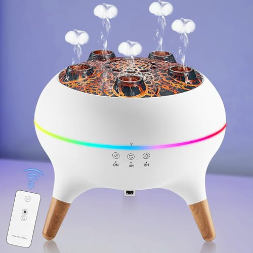 Jellyfish Diffuser, Essential Oil Diffuser for Bedroom, 7 Colors Dancing Jellyfish Lamp Humidifier with Remote Control, 250ML Slient Aromatherapy Humidifier, 5 Port, 4/8 Timer