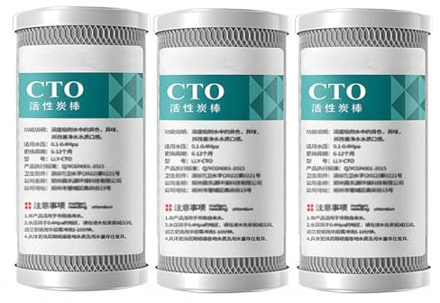 Filtre à eau en bloc de charbon CTO 2,5 x 5, 3 cartouches de remplacement, pour systèmes de filtration de 5 pouces pour toute la maison