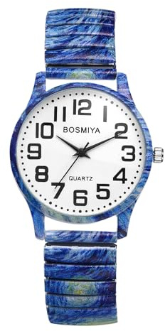 OIDEA Böhmische Armbanduhr mit elastischem Armband: leicht lesbares Stretchband, Uhren, Boho, lässig, analog, Quarz, Erweiterungsband, Uhr für Damen und Herren