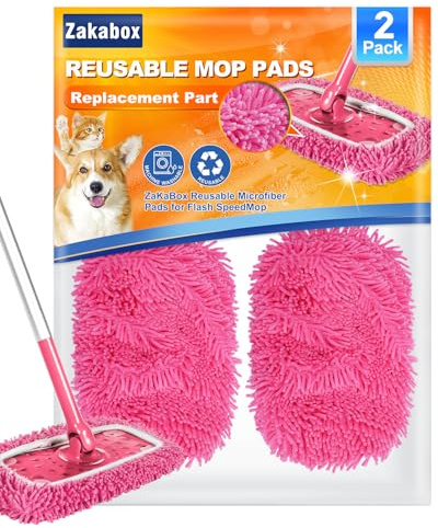 ZaKaBox Reusable Mop Pads for Flash Speed Mop Starter Kit – Wet & Dry Use | Chenille Material, 5× Cleaning Power, for Flash Speed Mop Refill Wipes, Washable Up to 100x, with Laundry Bag
