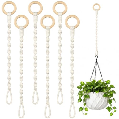 CUEMOON Makramee Blumenampel Verlängerung Baumwollseil Hängeampel Blumentopf Aufhänger Extender Seil für Hängepflanztopf, Verdicktes Seil hängende Pflanze Extender für Halten Pflanze Topf/30cm