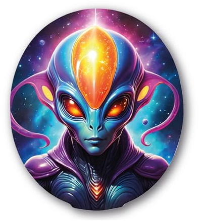 Außerirdischer Alien Sticker | Sci-Fi Aufkleber mit strahlendem Stirnlicht | Digitaldruck auf wetterfestem Schutzlaminat | Emotionale futuristische Wirkung | Stickerfreaks | 7x6cm (S)