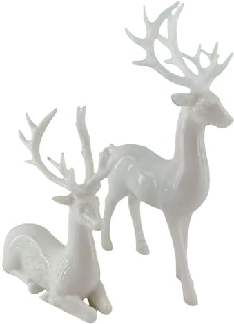 2 Stücks Weihnachts Rentier Figure, Weihnachtsdeko Rentier Hirsch Skulptur, Festliche Elch Statuen als Partydekoration, Winter Weihnachten Deko, Kreative Deko für Wohnzimmer, Küche, Schlafzimmer