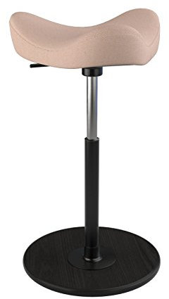 Varier Move - Höhenverstellbarer Bürostuhl. Sitz/Steh-Hocker für Flexibles Arbeiten. Schwarz lackierte Basis mit Hellrosa Bezug.