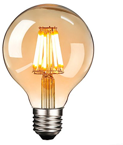 NUODIFAN LED Edison Glühbirne E27, Retro Glühbirne 8W Dimmbar Vintage Stil LED Filament Birne Lampe Amber Glas (800 Lumens, 2700K)
