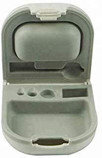 Phirunty Hearing Aid Case with Battery Storage Slot Hard Small 0.59*2.44*1.57,Silicone Cushion, for ITE, BTE Hearing Aids (White)