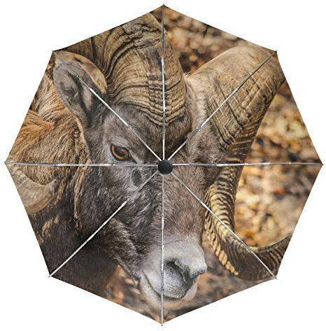 MONTOJ Cool Big Horn Ram Sun&Rain Travel?Umbrella UV?Protection with Auto Open Button